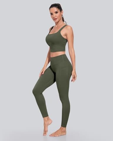 CHRLEISURE Leggings with Pockets for Women, High Waisted Tummy Control Workout Yoga Pants(5 Packs Black,Gray,Navy,Wine,JLGreen, S) - Image 4