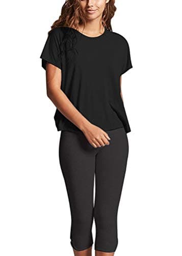 Mippo Workout Shirts Gym Tops Open Back Backless Top Athletic Gym Clothes Short Sleeve Workout Tops for Women Black L - Image 2