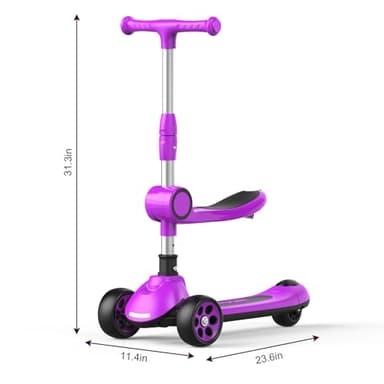 Kids Kick Scooter,Adjustable Height Handlebars and Removable Seat Scooters for Kids,3 Lighted Wheels Anti-Slip Deck Toddler Scooter for Boys & Girls Aged 3-12 up to 132 Lbs. - Image 8