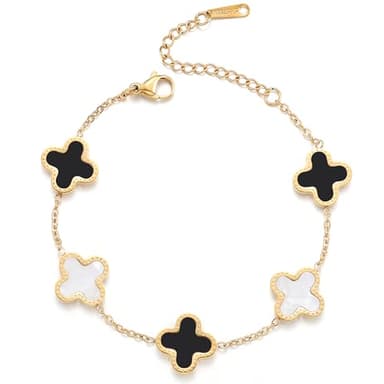 TICVRSS 18K Gold Plated Clover Lucky Bracelet for Women Four leaf Bracelets Cute Colorful Bracelets Trendy Jewelry Gifts for Women (Mixed) - Image 1