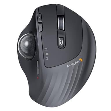 ProtoArc Wireless Trackball Mouse, EM01 NL Ergonomic Bluetooth Rollerball Thumb Rechargeable Computer Laptop Mouse, Adjustable Angle & 3 Device Connection for PC, Mac, Windows-Gray Ball - Image 1