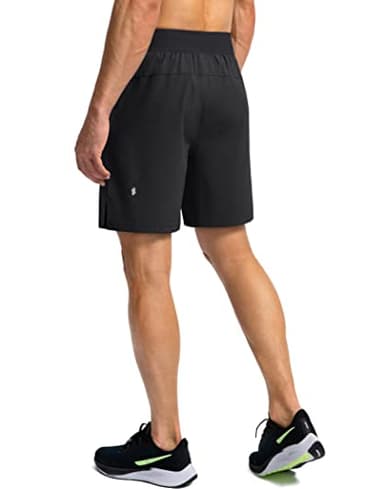 Men's Running Shorts with Zipper Pockets 7 Inch Lightweight Quick Dry Gym Athletic Workout Shorts for Men (Black, L) - Image 3