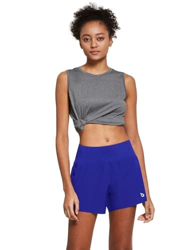 baleaf Women's 5" Workout Shorts Gym Running Shorts Athletic with Liner High Waistband Quick Dry Sports Zipper Pockets Royal Blue XS - Image 5