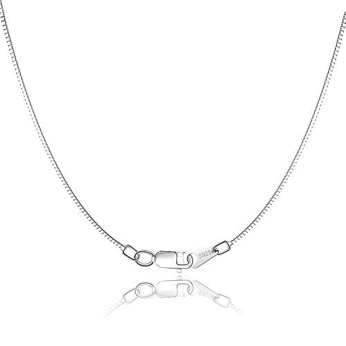 Jewlpire 925 Sterling Silver Chain for Women Girls 0.8mm Box Chain Lobster Claw Clasp - Italian Necklace Chain - Super Thin & Strong - Friendly Price & Quality 18 Inch - Image 1