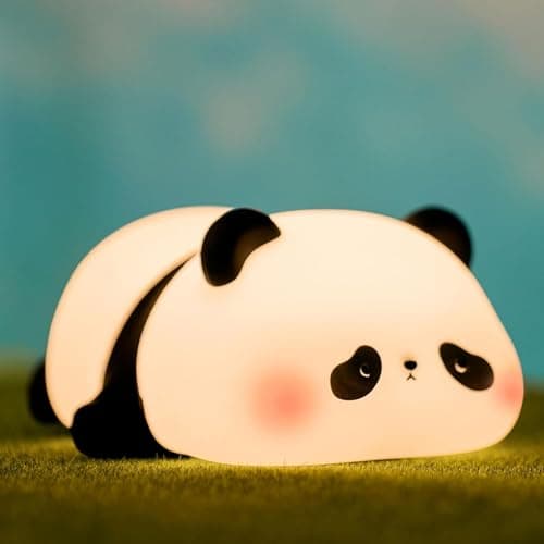 YR YRHH-PET Panda Cute Night Light, LED Panda Lamp, Dimmable Novelty Animal Light, Food Grade Silicone Squishy Nightlight, Light Up Desk Decor for Bedroom College Dorm, Boys Girls Cute Pandas Gifts - Image 1