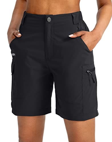 Viodia Women's 7" Hiking Cargo Shorts with Pockets Quick Dry Lightweight Shorts for Women Golf Casual Summer Shorts Black - Image 1
