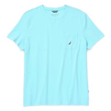 Nautica mens Solid Crew Neck Short Sleeve Pocket T-shirt T Shirt, Bright Aqua Blue, Large US - Image 6