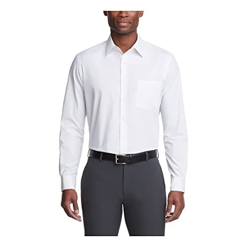 Van Heusen Men's Dress Shirt Regular Fit Poplin Solid, White, 17" Neck 34"-35" Sleeve - Image 1