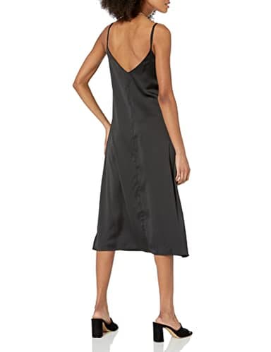 The Drop Women's Ana Silky V-Neck Midi Slip Dress Dress, -Black, L - Image 2