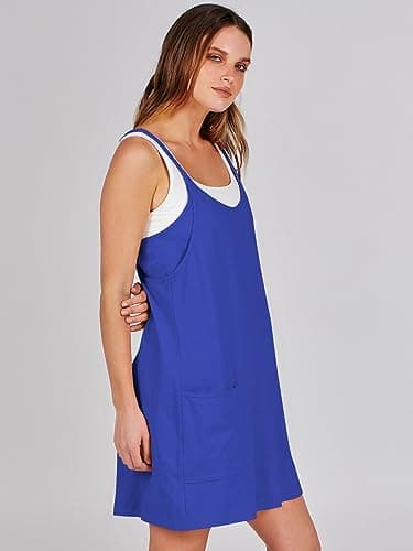 ANRABESS Women Athletic Dress Summer Tennis Workout Active Sports Mini Romper Dress Built in Shorts Travel Vacation Clothes Royal Blue Medium - Image 4