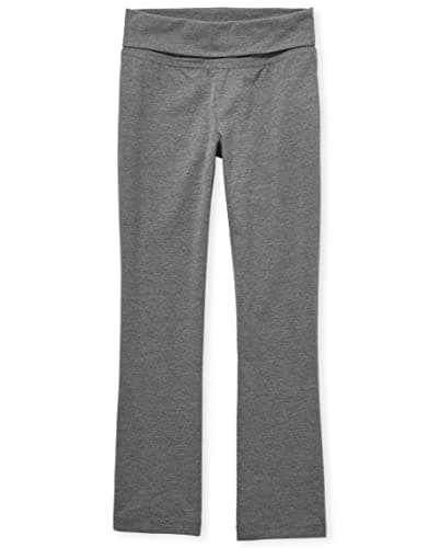The Children's Place girls Active Foldover Waist Pants, Heather Gray Single, Medium US - Image 1