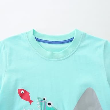 Baby Toddler Boy Clothes Shark Outfits Summer Cotton Short Sleeve Tshirt Tee and Shorts Clothing Set Light Blue 2t - Image 4