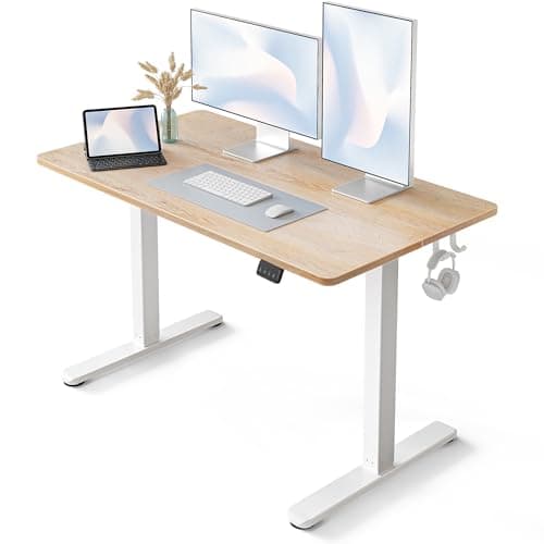 FEZIBO Standing Desk, Height Adjustable Computer Desk 48"x24", Sit Stand Workstation for Home Office,Oak - Image 1