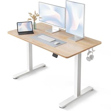 FEZIBO Standing Desk, Height Adjustable Computer Desk 48"x24", Sit Stand Workstation for Home Office,Oak - Image 1