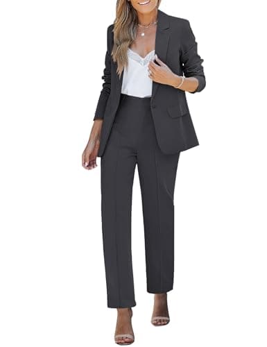 Luvamia Dressy Pantsuit for Women - Two Piece Charcoal Suit, Size X-Large (Fits 16/18) - Image 1