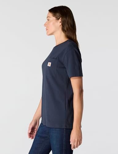 Carhartt womens Loose Fit Heavyweight Short-sleeve Pocket T-shirt Work Utility T Shirt, Navy, Small US - Image 2