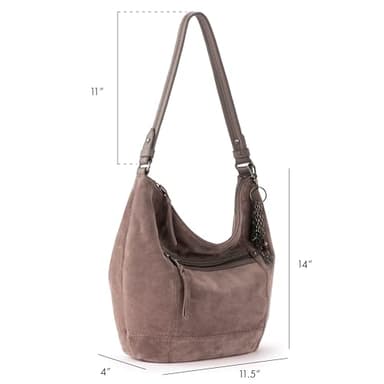 The Sak Sequoia Hobo Bag in Leather, Single Shoulder Strap, Mushroom Suede - Image 2