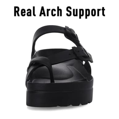 Goosecret Women's Platform Sandals with Arch Support Comfortable Foam Slides Summer Beach Sandals with Adjustable Buckle Black, 38 - Image 4