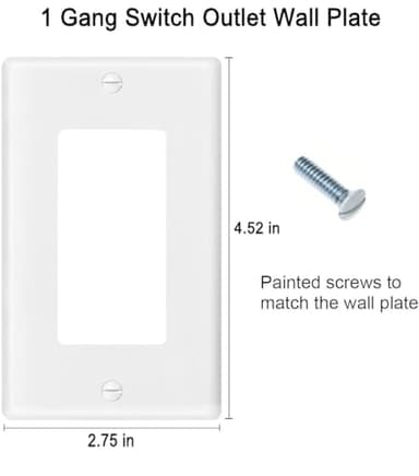 Decora Light Switch Outlet Wall Plate Cover 1-Gang Electrical Device Faceplates Unbreakable Thermoplastic Standard Size Glossy Finish White (10 Pack) - Image 3