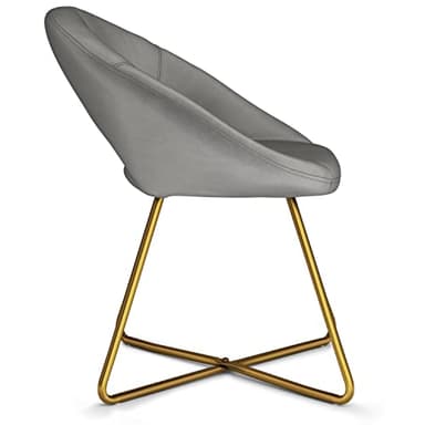 SIMPLIHOME Barrett Accent Chair - 24 inch Wide Upholstered Velvet Mid-Century Modern Accent Chair in Grey, for Living Room Seating with Curved Back, Deep Seat, and Gold Metal Base - Image 6