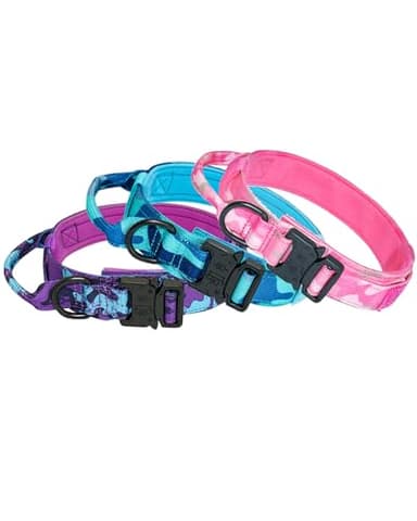 Hotsky Tactical Dog Collar, Adjustable Military Training Nylon Airtag Collar with Handle and Heavy Duty Metal Buckle for Medium Large Dogs, with Airtag Holder and Two Patches（Blue Camo,L） - Image 5