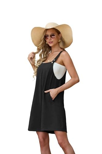 Lepunuo Short Jumpsuits for Women Casual Summer Rompers Sleeveless Adjustable Baggy Overalls with Pockets - Image 3