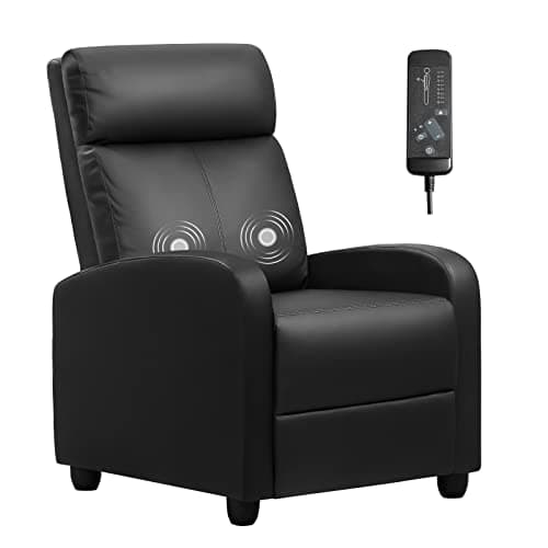 Furniwell Massage Recliner Chair for Living Room Adjustable PU Leather Reclining Chair Home Theater Seating Modern Winback Single Sofa for Adults with Footrest (Leather, Black) - Image 1