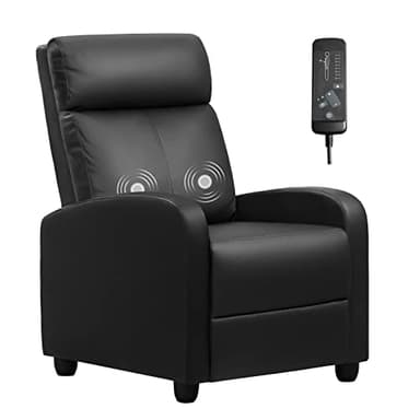 Furniwell Massage Recliner Chair for Living Room Adjustable PU Leather Reclining Chair Home Theater Seating Modern Winback Single Sofa for Adults with Footrest (Leather, Black) - Image 1