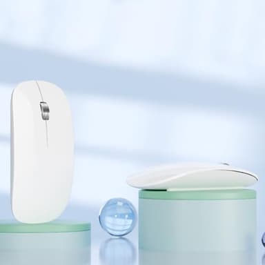 TENMOS M18 Bluetooth Mouse, USB C Rechargeable Wireless Mouse, Triple Mode (Dual Bluetooth+USB) Computer Silent Mice Portable with USB Receiver and Type C Adapter for Laptop/MacBook/iPad/PC - White - Image 6