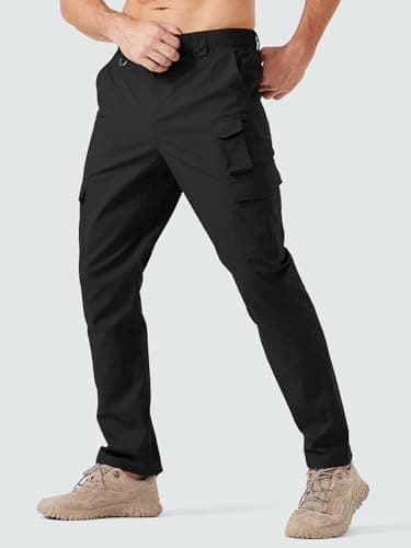 Winvote Men's Cargo Work Pants Water Resistant Tactical Pants 33" Lightweight Hiking Ripstop Pants Outdoor Apparel Black 32 - Image 2