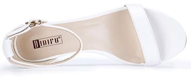 IDIFU Women's Cookie-LO Low Block Heels Chunky Sandals Ankle Strap Wedding Dress Pump Shoes(White Pu, 8.5) - Image 4