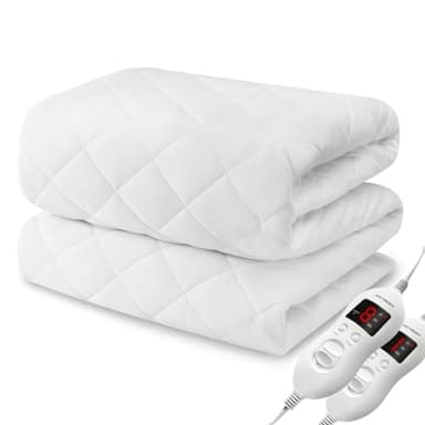 Heated Mattress Pad Queen Size, Electric Mattress Pad Cover w/Dual Control 8 Heating Settings, Bed Warmer w/ 4 Auto Shut Off Settings, UL Certified, Deep Pocket, Machine Washable, White - Image 1