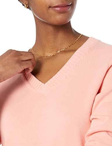 Amazon Essentials Women's Lightweight Long-Sleeve V-Neck Sweater, 100% Cotton, Peach, X-Large - Image 3