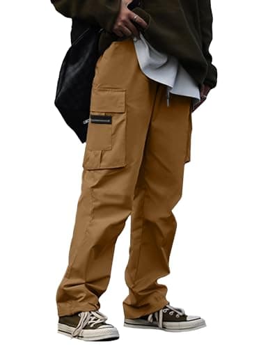 HOTake Men's Casual Cargo Joggers Sweatpants - Brown, X-Large - Image 6