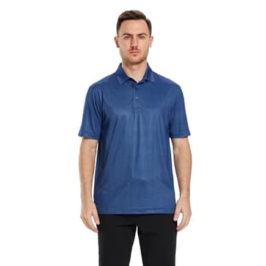 Golf Shirts for Men Dry Fit Short Sleeve Print Performance Moisture Wicking Polo Shirt Blue Circle - Image 2