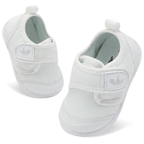 FEETCITY Infant Shoes Girls Boys Baby Walking Shoes Newborn Crib Shoes First Walker Shoes Slip On Sneaker White - Image 1