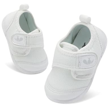FEETCITY Infant Shoes Girls Boys Baby Walking Shoes Newborn Crib Shoes First Walker Shoes Slip On Sneaker White - Image 1