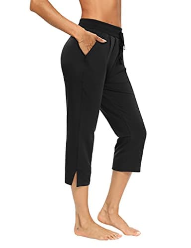 LEXISLOVE Capris for Women Casual Summer Wide Leg Crop Pants Loose Comfy Drawstring Yoga Jogger Capri Pants with Pockets Black XL - Image 3
