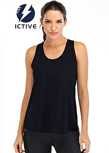 ICTIVE Workout Tops for Women Loose fit Racerback Tank Tops for Women Mesh Backless Muscle Tank Running Tank Tops Workout Tank Tops for Women Yoga Tops Exercise Gym Tops Black M - Image 2