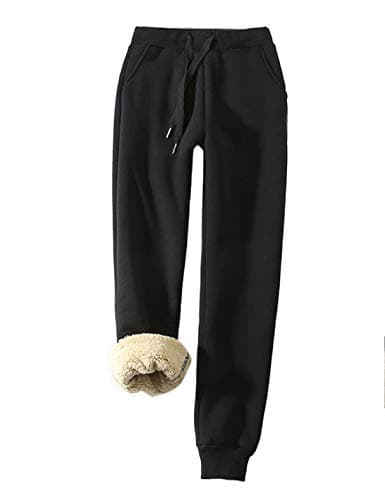 Yeokou Women's Warm Sherpa Lined Athletic Sweatpants Jogger Fleece Pants (Small, Black001) - Image 1