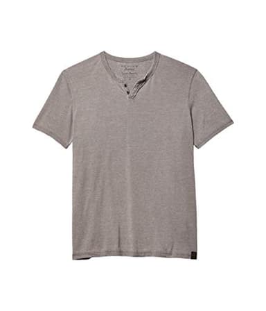 Lucky Brand Men's Venice Burnout Notch Neck Tee Shirt, Gargoyle, X-Large