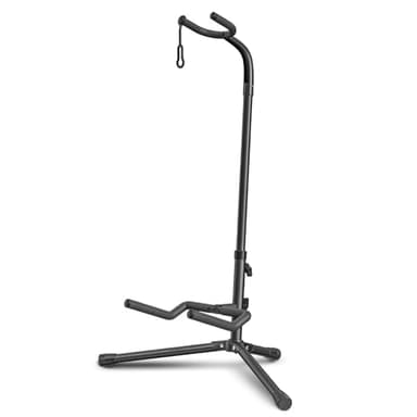 GLEAM Guitar Stand - Adjustable Fit Electric, Classical Guitars and Bass, Load Capacity 20LB, Accessories, Folding Type Black (CG-4) - Image 1