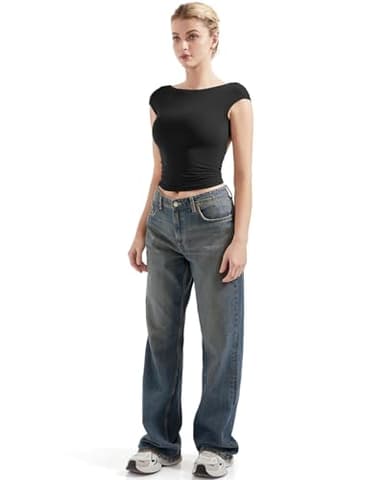 SUUKSESS Women Backless Sexy Going Out Crop Tops Double Lined Open Back Y2k Basic Tee Shirts (Jet Black, S) - Image 5