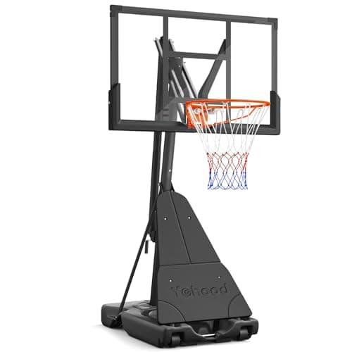 Yohood Basketball Hoop Outdoor Portable, 10ft Quickly Adjustable Basketball Goal System with 44 Inch PC Backboard & Wheels for Court/Backyard/Driveway - Image 1