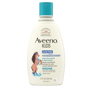 Aveeno Kids Curly Hair Conditioner, Hydrating Conditioner, Kids Curly Hair Products, Oat Extract & Shea Butter, Gentle Scent, 12 fl. oz (Pack of 1) - Image 1