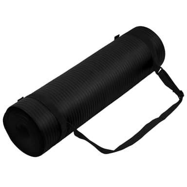 Fitvids All Purpose 1/2-Inch Extra Thick High Density Anti-Tear Exercise Yoga Mat with Carrying Strap, Black - Image 1