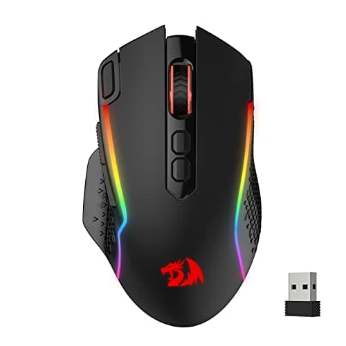 Redragon M810 Pro Wireless Gaming Mouse, 10000 DPI Wired/Wireless Gamer Mouse w/Rapid Fire Key, 8 Macro Buttons, 45-Hour Reliable Power Capacity and RGB Backlit for PC/Mac/Laptop - Image 1