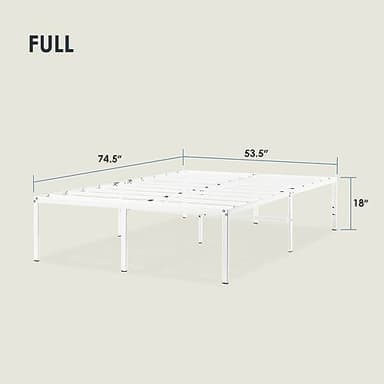 Best Price Mattress 18 Inch Metal Platform Bed Frame, Heavy Duty Steel Slats, White, Full - Image 2