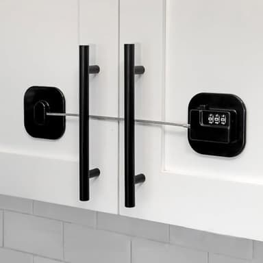 Child Safety Cabinet Locks, Fridge Lock with Combination, Closet Lock,Cabinet Lock,Child Proof Refrigerator Lock(Black 2Pcs) - Image 3