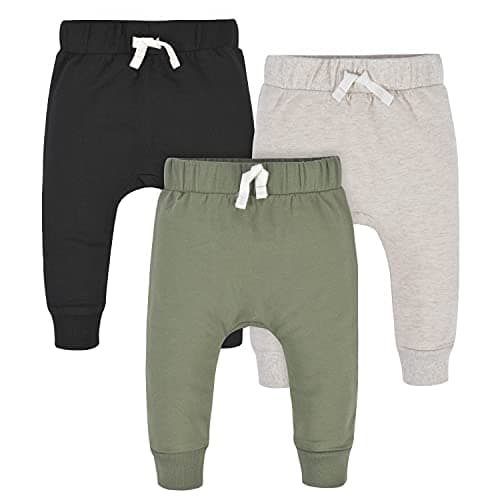 Gerber Baby Boys' Toddler 3-Pack Jogger Pants, Green/Black, 18 Months - Image 1